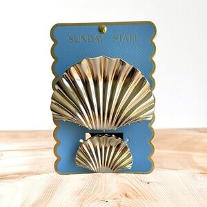 Sunday State Gold Sea Shell Ocean Beach Hair Clip Set
